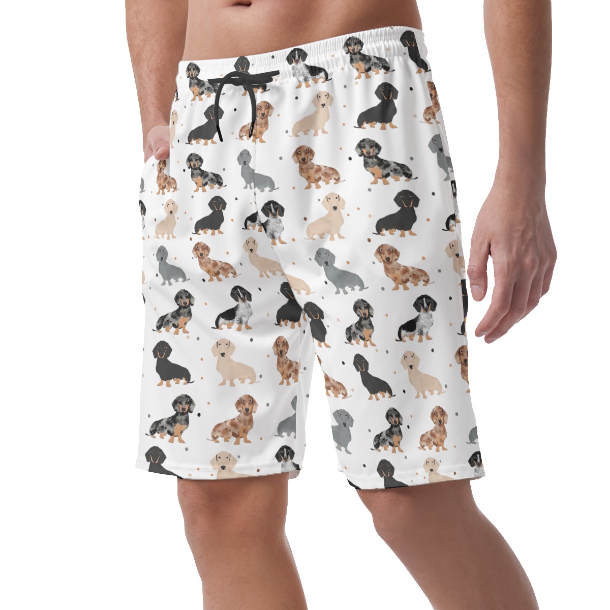 Cute Dachshund Men's Hawaiian Beach Shorts