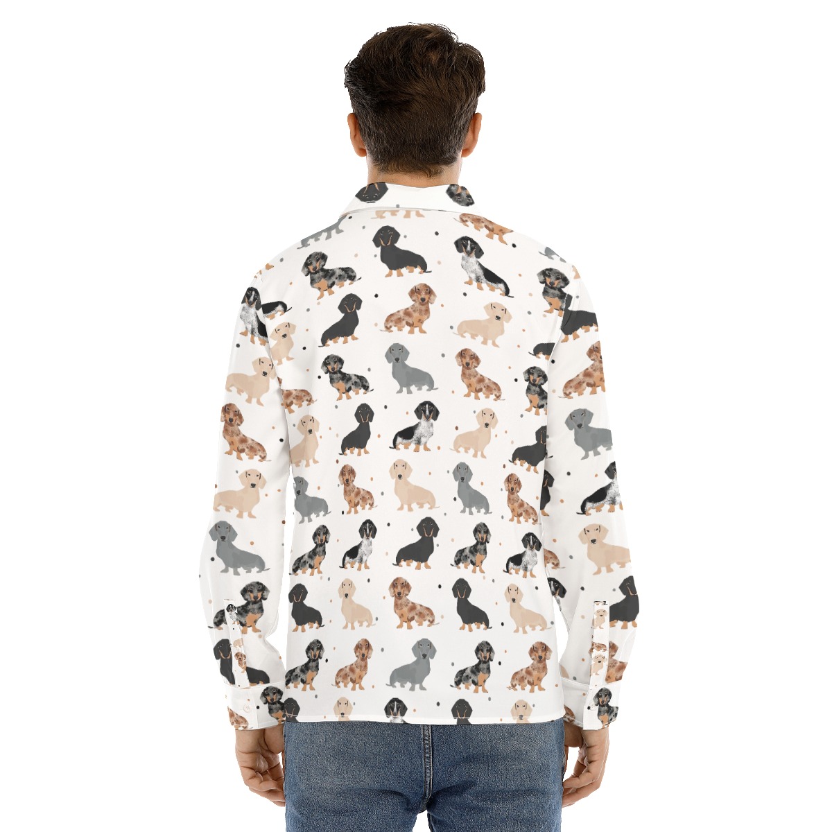 Cool Dachshund Long Sleeve Hawaiian Shirt For Men