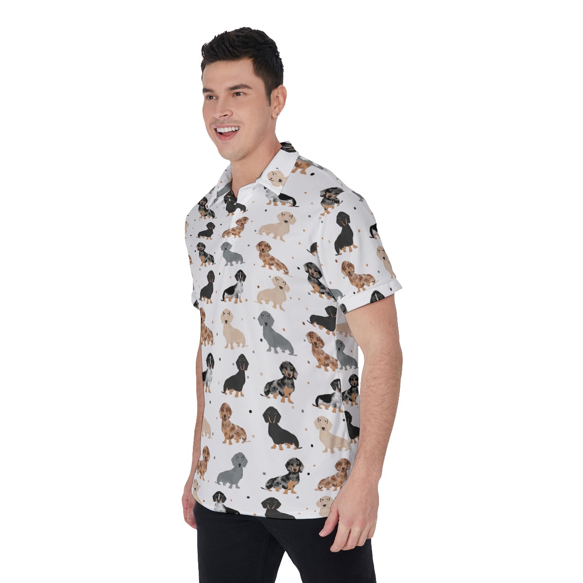 Lovely Dachshund Hawaiian Polo Shirt For Men