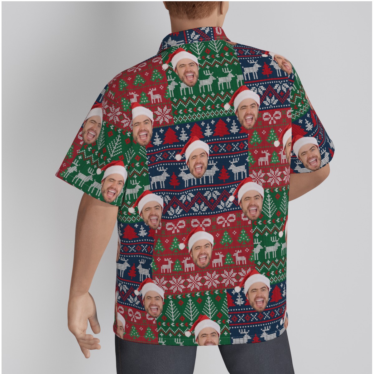 Men's Funny Custom Face Christmas Hawaiian Shirt