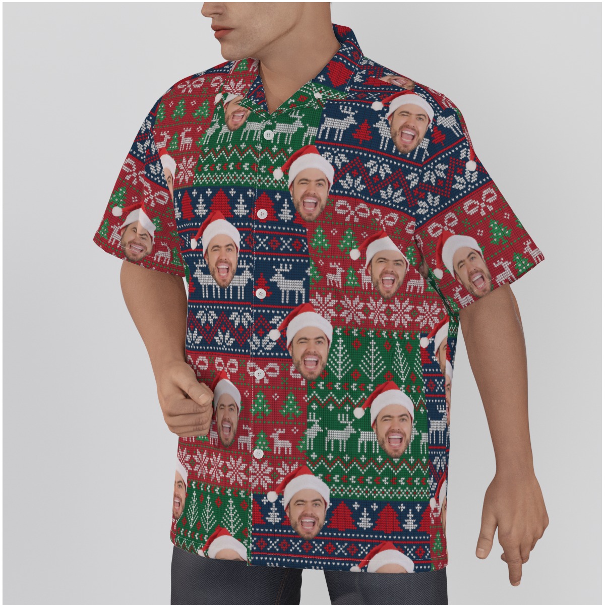 Men's Funny Custom Face Christmas Hawaiian Shirt