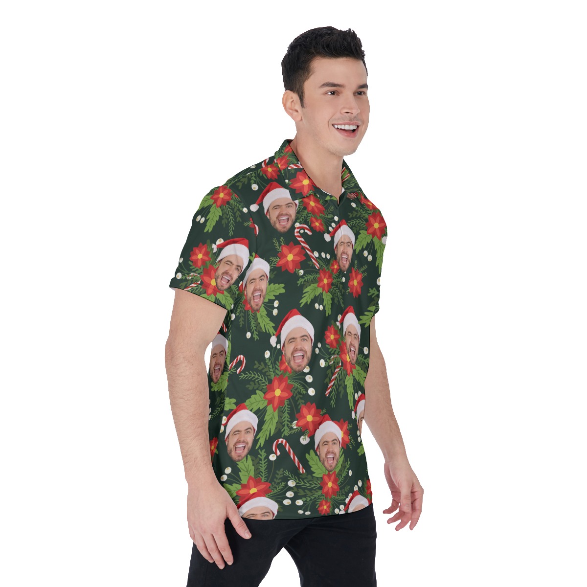 Funny Tropical Custom Christmas Polo Hawaiian Shirt For Men