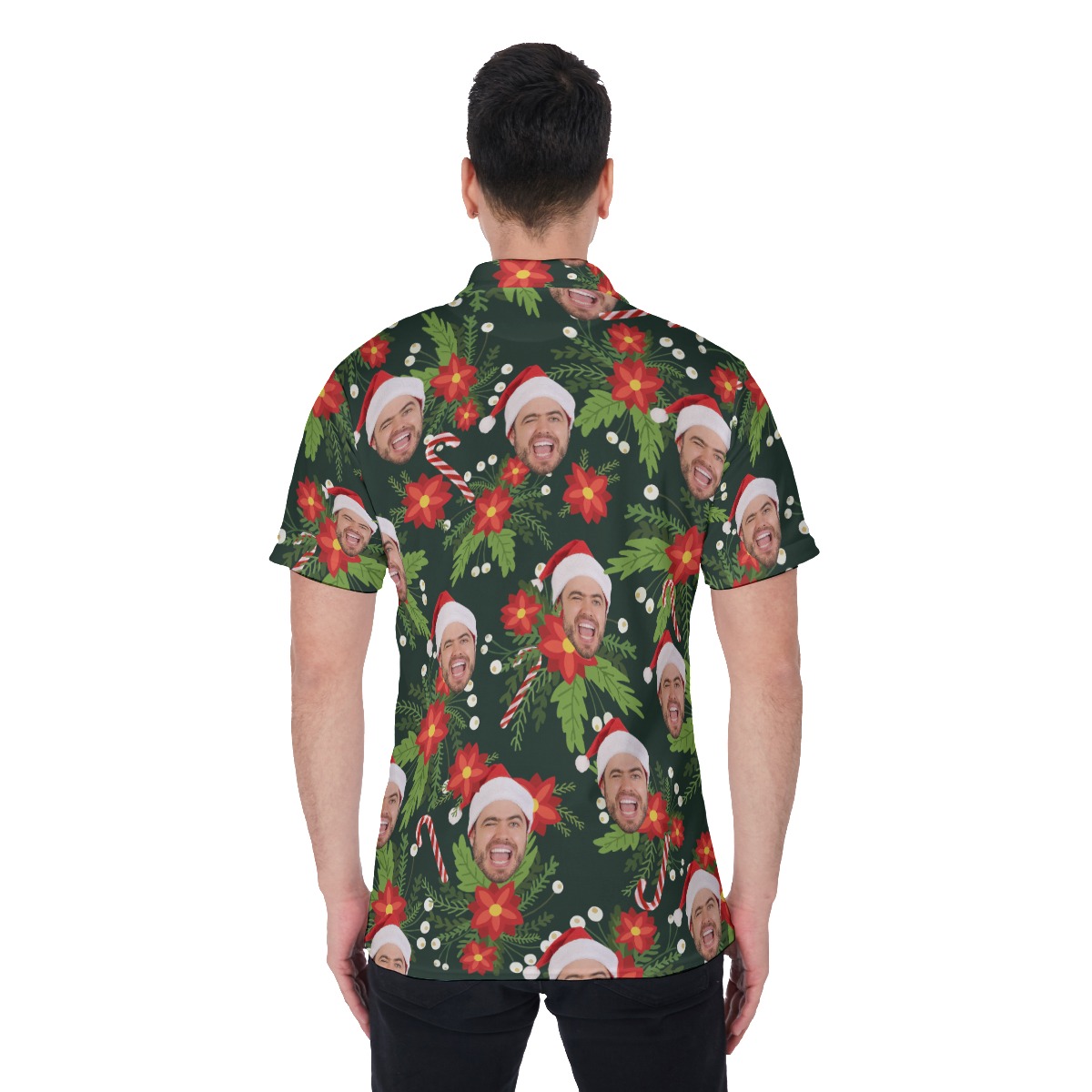Funny Tropical Custom Christmas Polo Hawaiian Shirt For Men