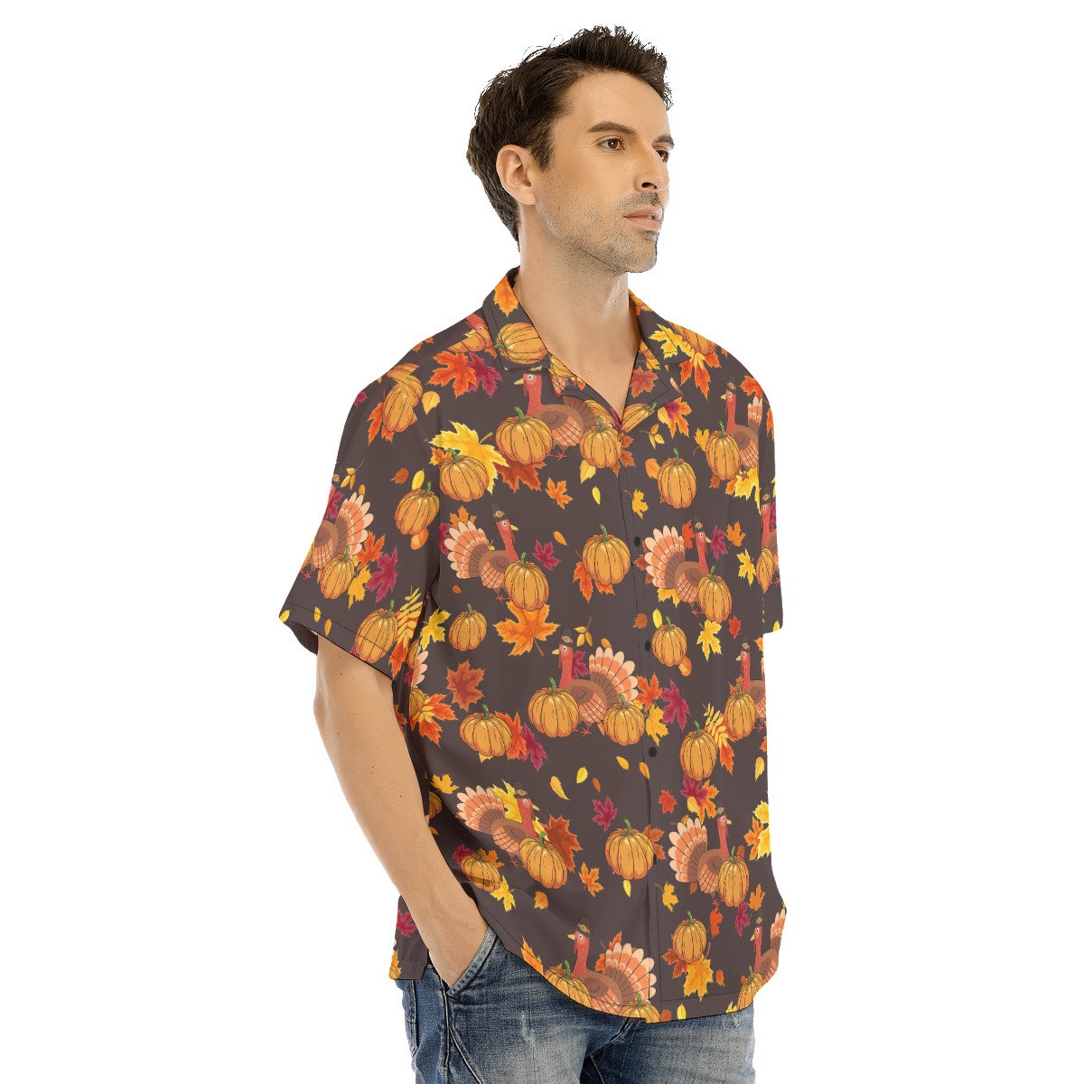 Cute Turkey Thanksgiving Hawaiian Shirt For Men