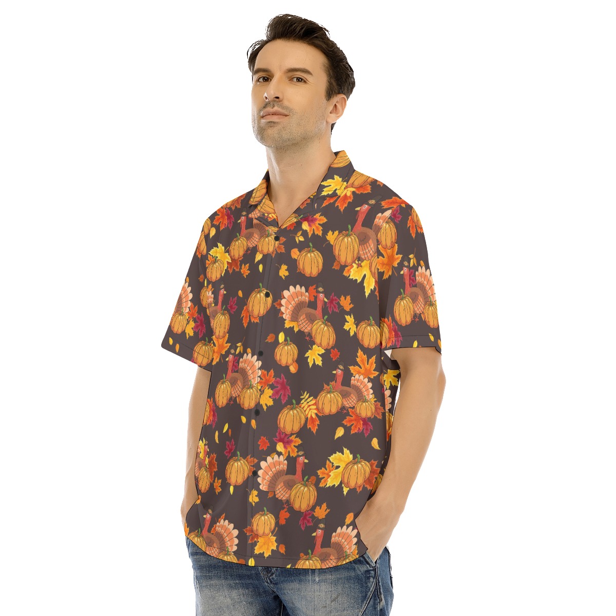 Cute Turkey Thanksgiving Hawaiian Shirt For Men