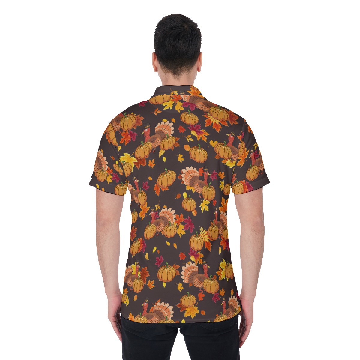 Happy Turkey Thanksgiving Polo Hawaiian Shirt For Men