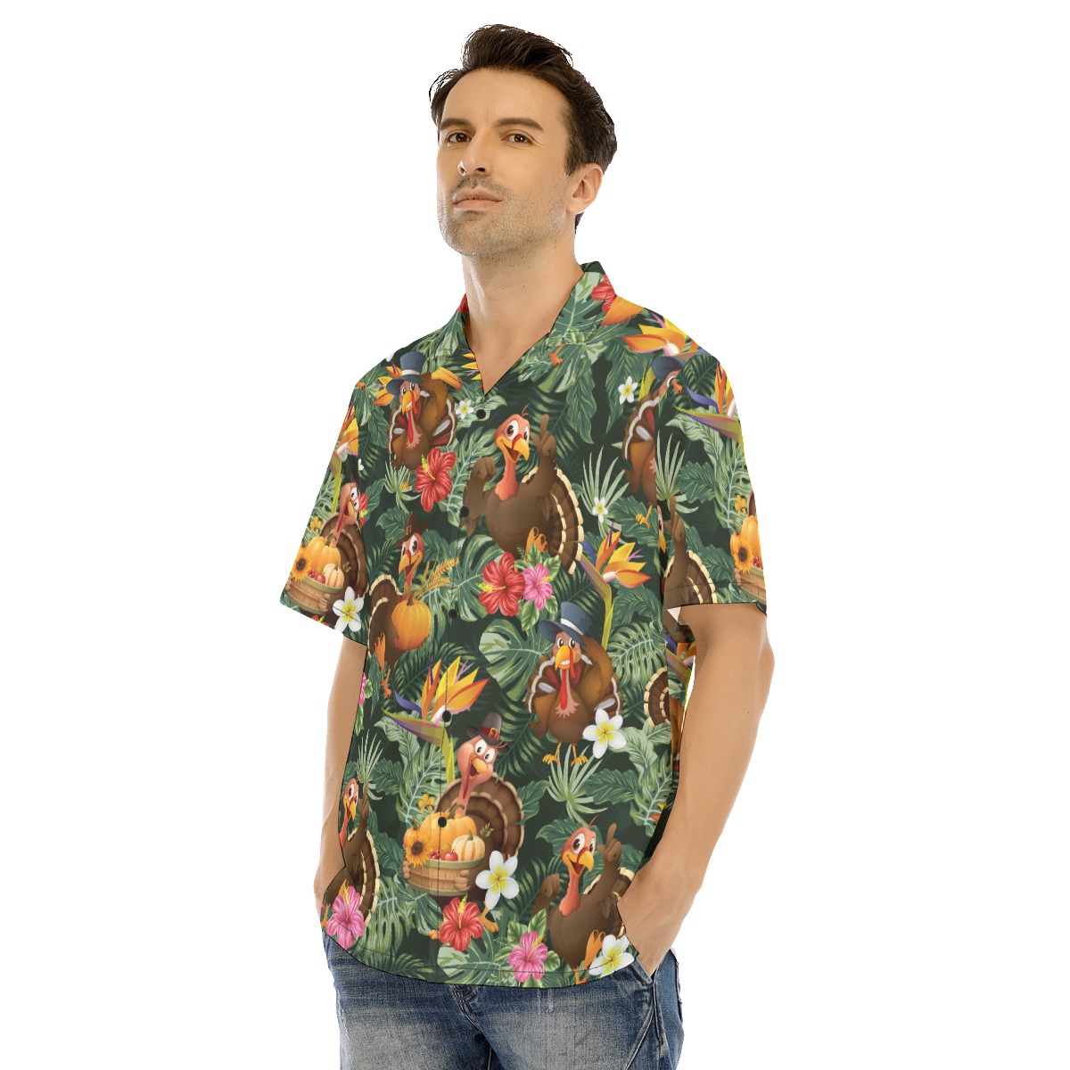 Tropical Turkey Thanksgiving Hawaiian Shirt For Men