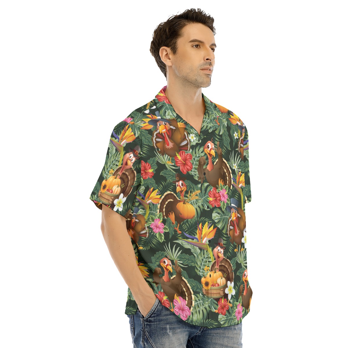 Tropical Turkey Thanksgiving Hawaiian Shirt For Men