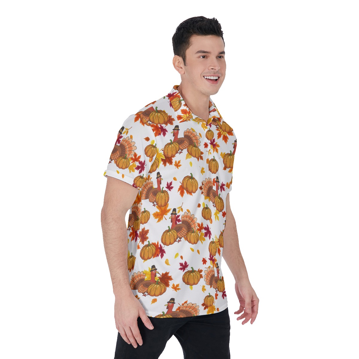 Cool Turkey Thanksgiving Polo Hawaiian Shirt For Men