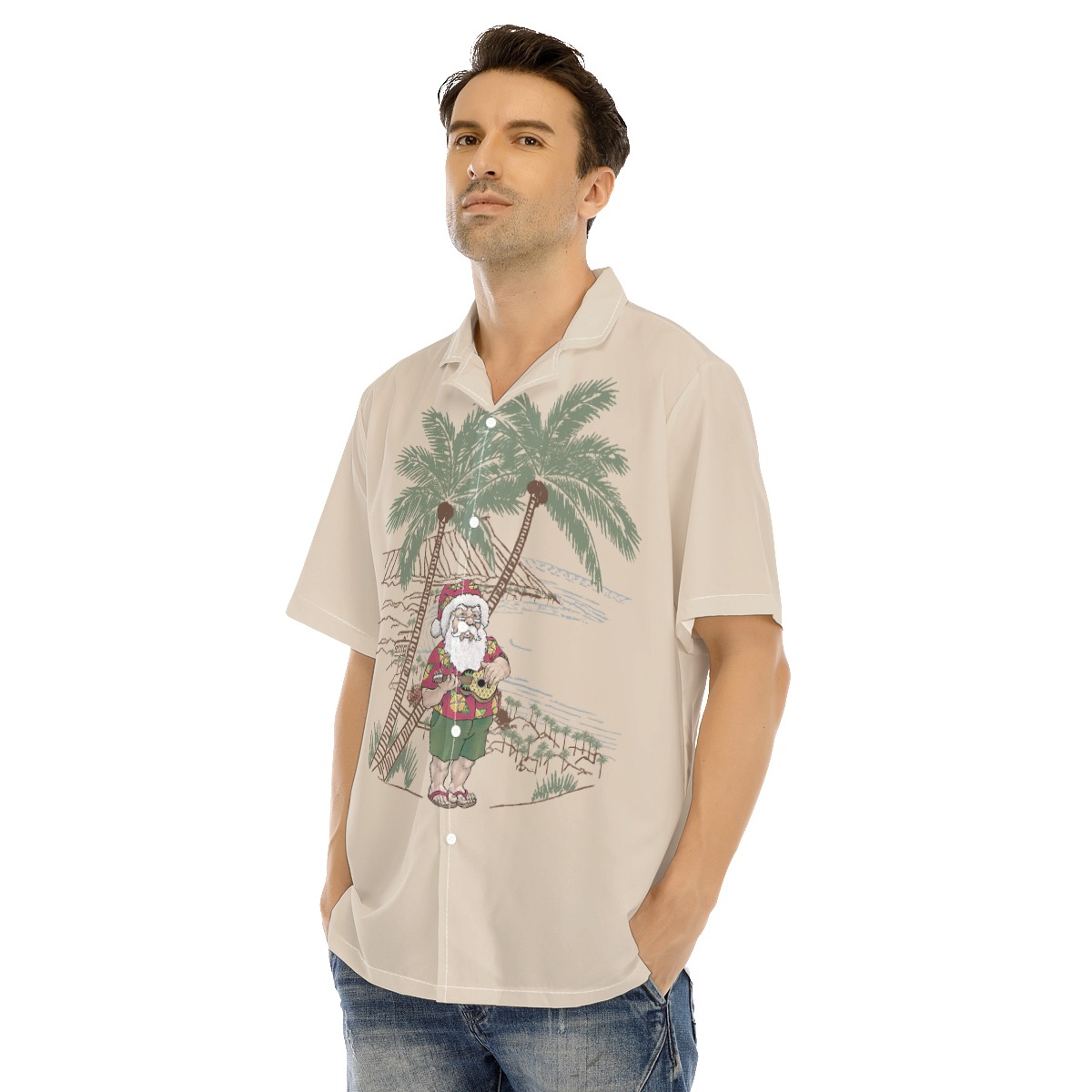 Musical Santa On The Island Hawaiian Shirt For Men