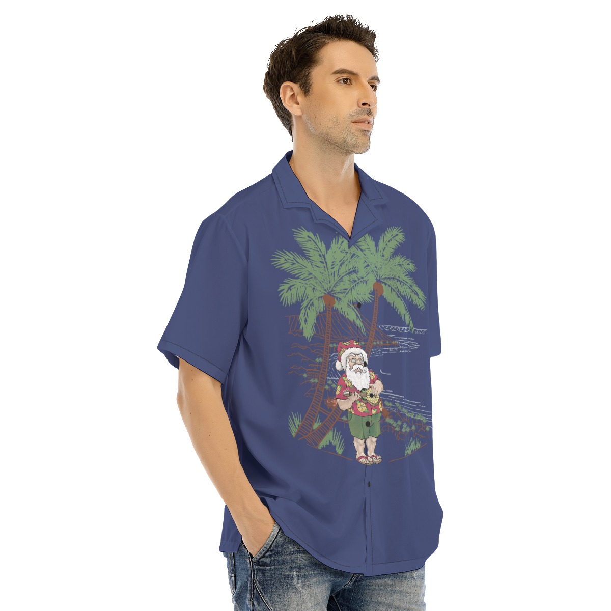 Men's Lonely Mucial Santa On The Island Hawaiian Shirt