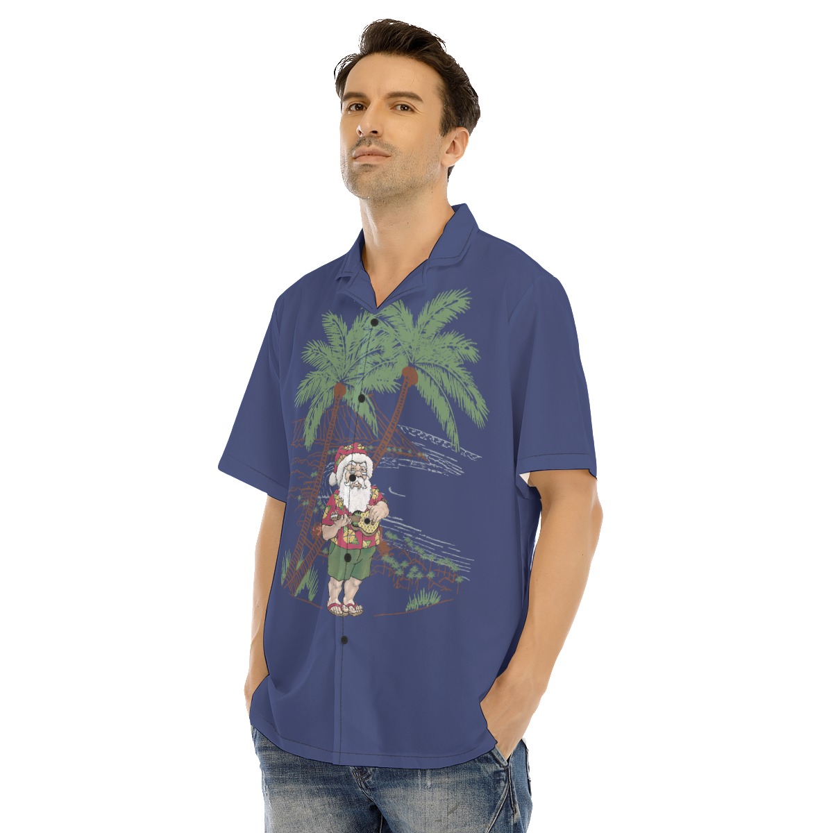 Men's Lonely Mucial Santa On The Island Hawaiian Shirt
