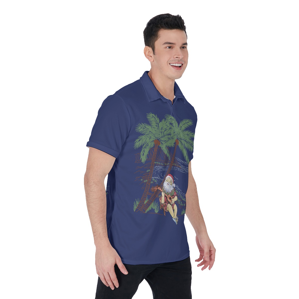 Men's Musical Island Santa Polo Hawaiian Shirt