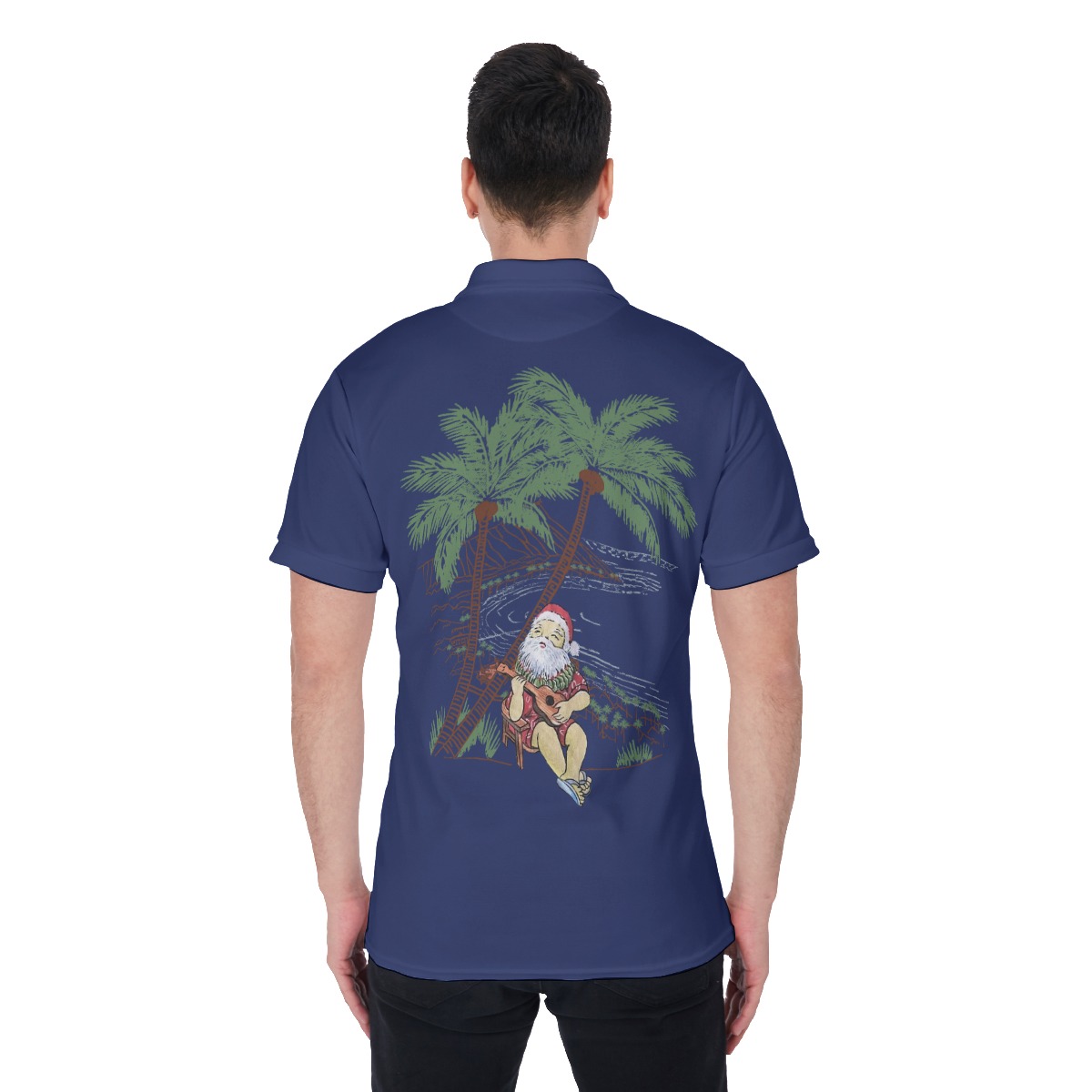 Men's Musical Island Santa Polo Hawaiian Shirt