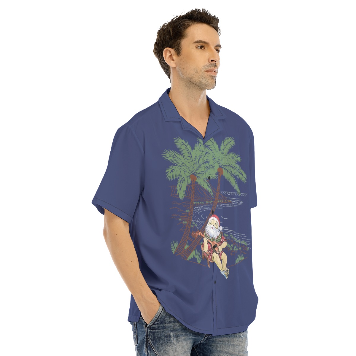Men's Musical Santa On The Island Hawaiian Shirt
