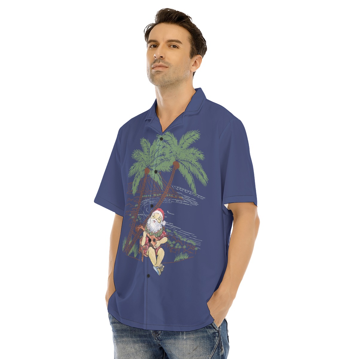 Men's Musical Santa On The Island Hawaiian Shirt