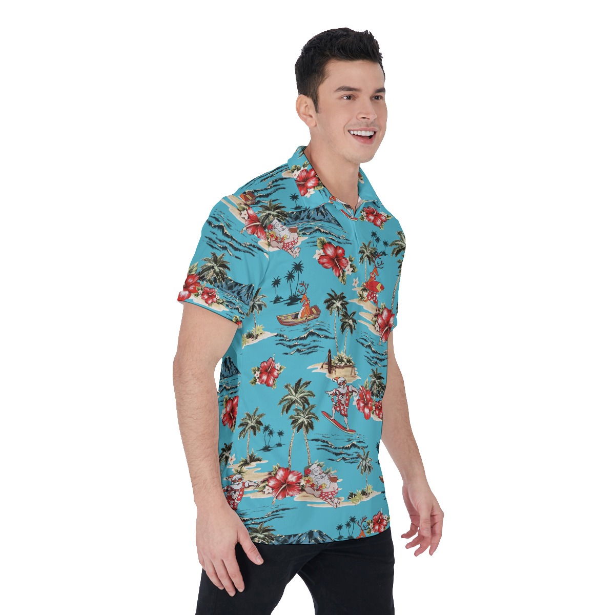 Men's Tropical Christmas Vacation Polo Hawaiian Shirt