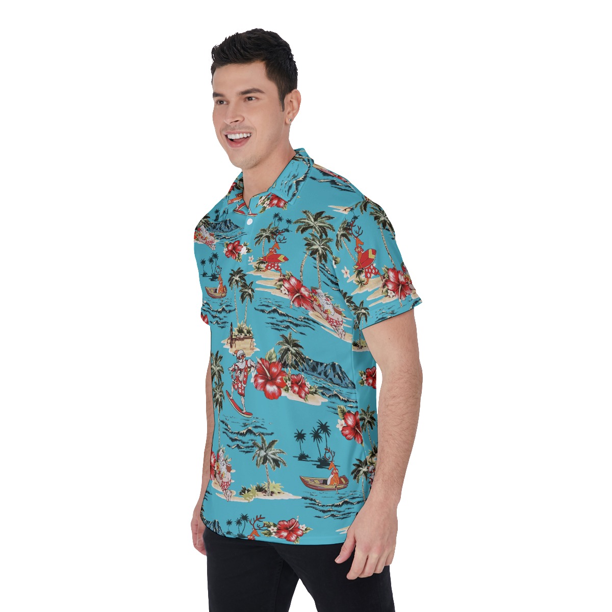 Men's Tropical Christmas Vacation Polo Hawaiian Shirt