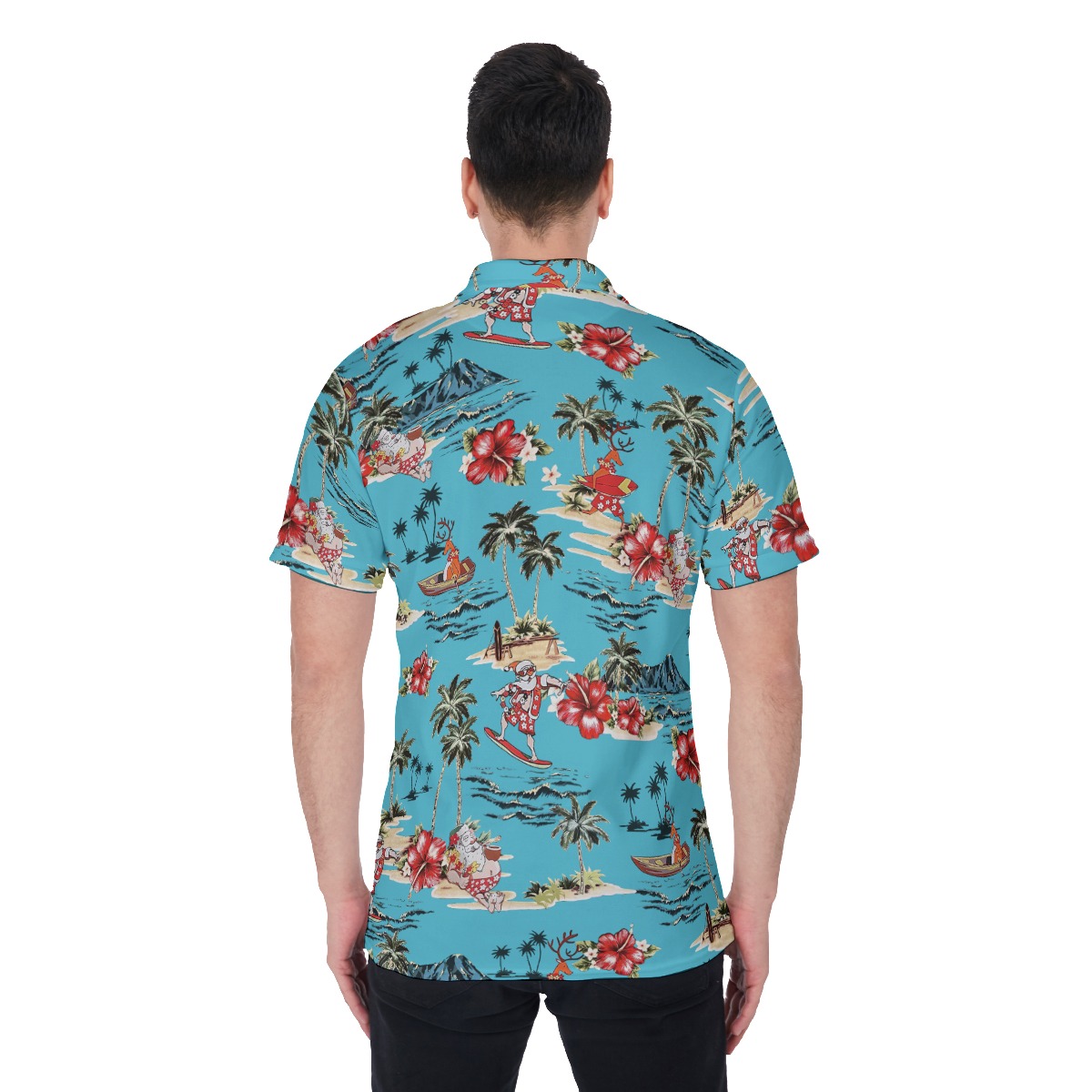 Men's Tropical Christmas Vacation Polo Hawaiian Shirt