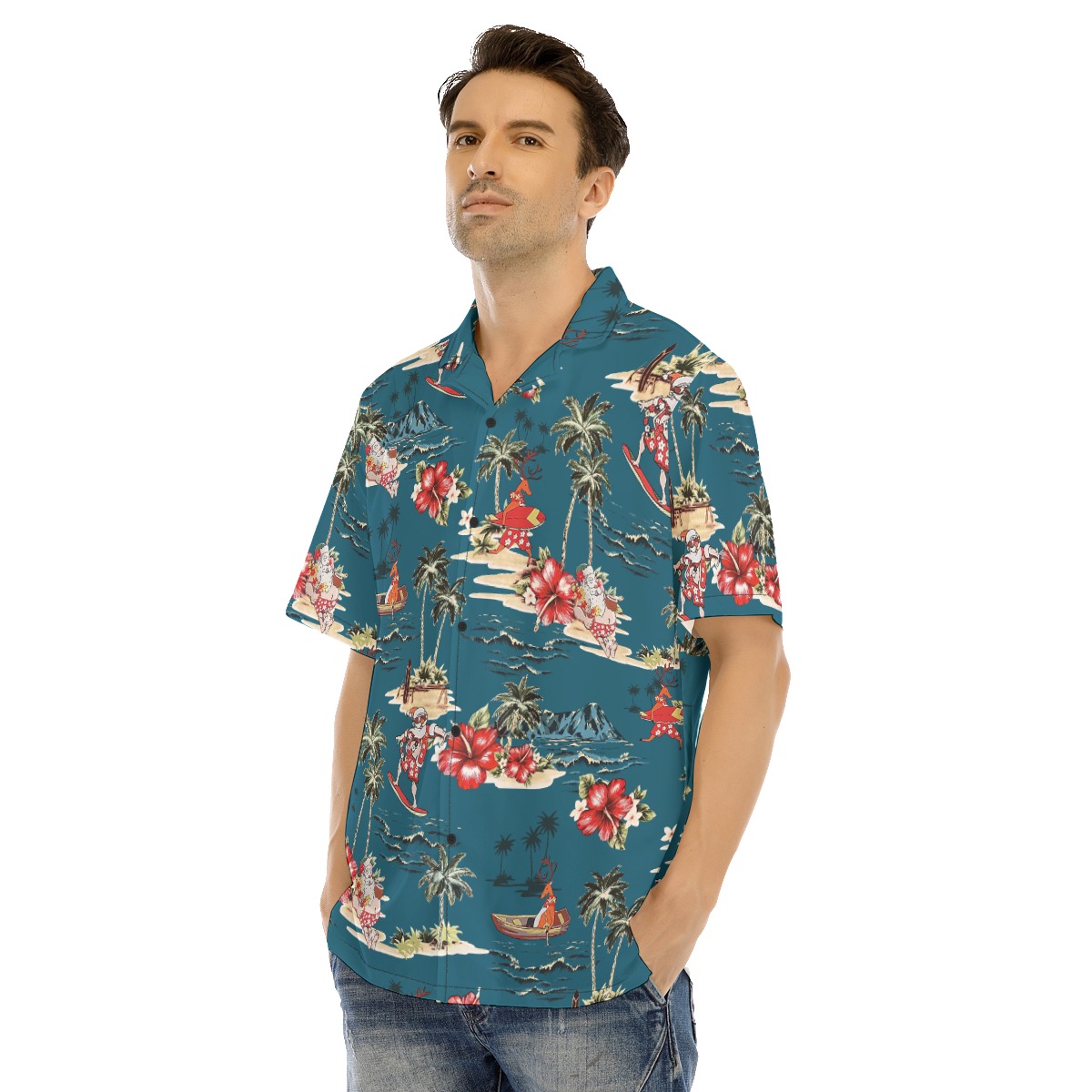 Men's Tropical Santa On The Island Hawaiian Shirt