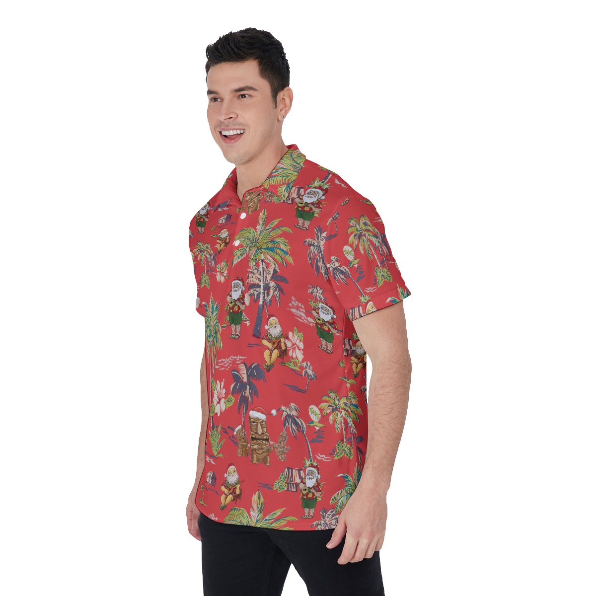 Men's Merry Tropical Music Christmas Polo Hawaiian Shirt