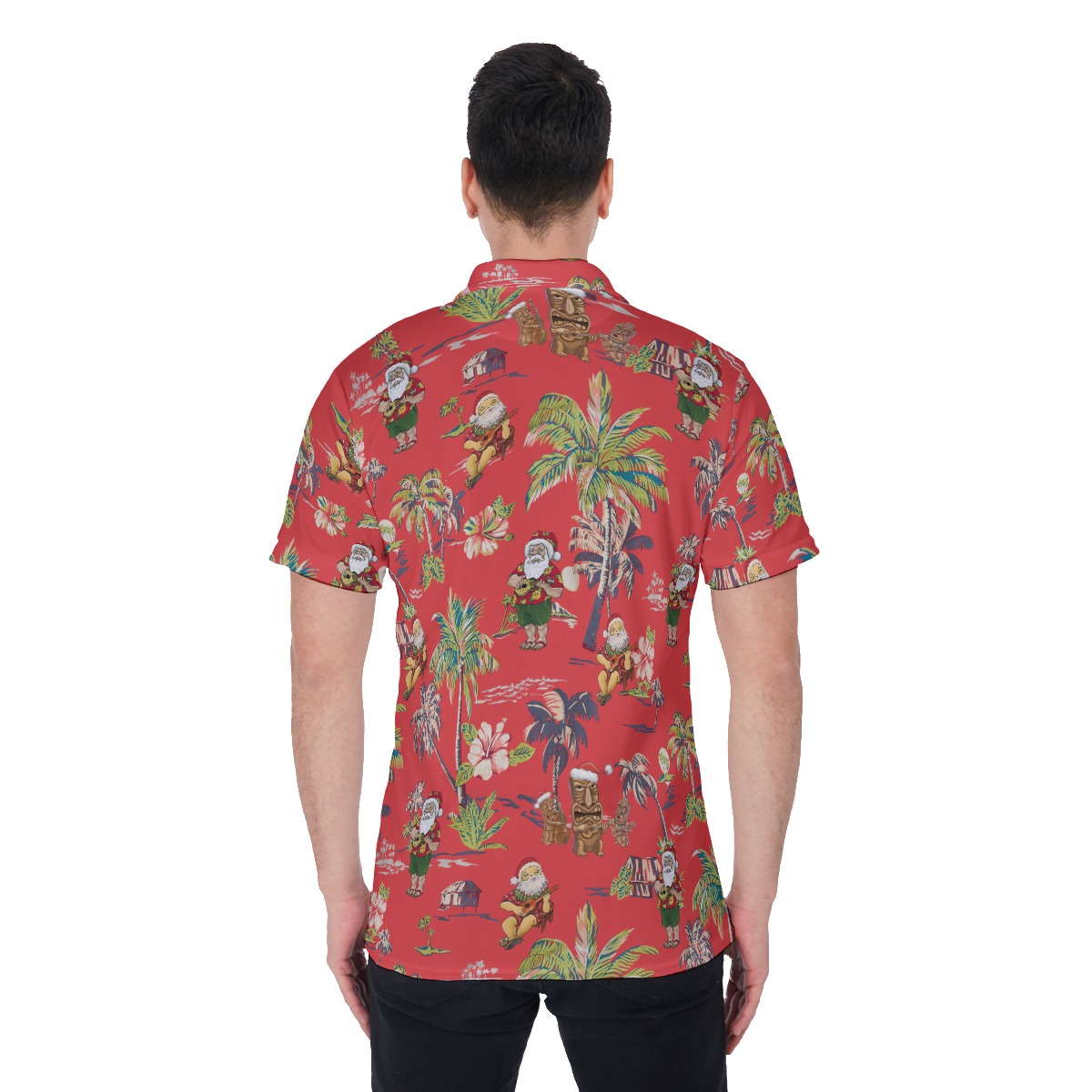 Men's Merry Tropical Music Christmas Polo Hawaiian Shirt