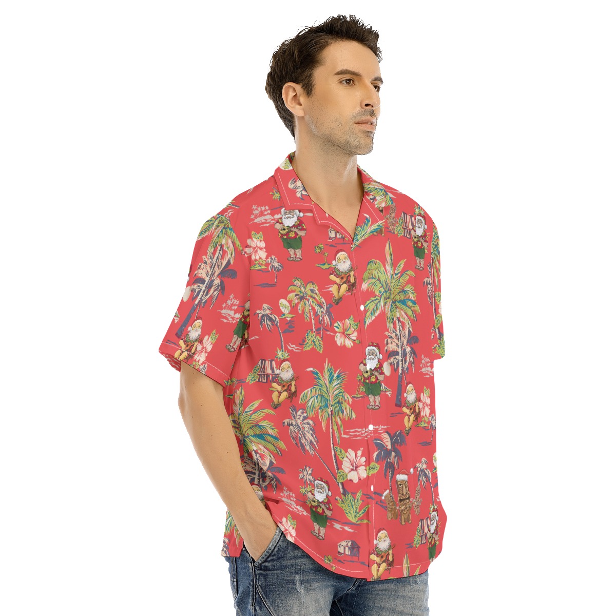 Men's Mele Kalikimaka Musical Santa Hawaiian Shirt