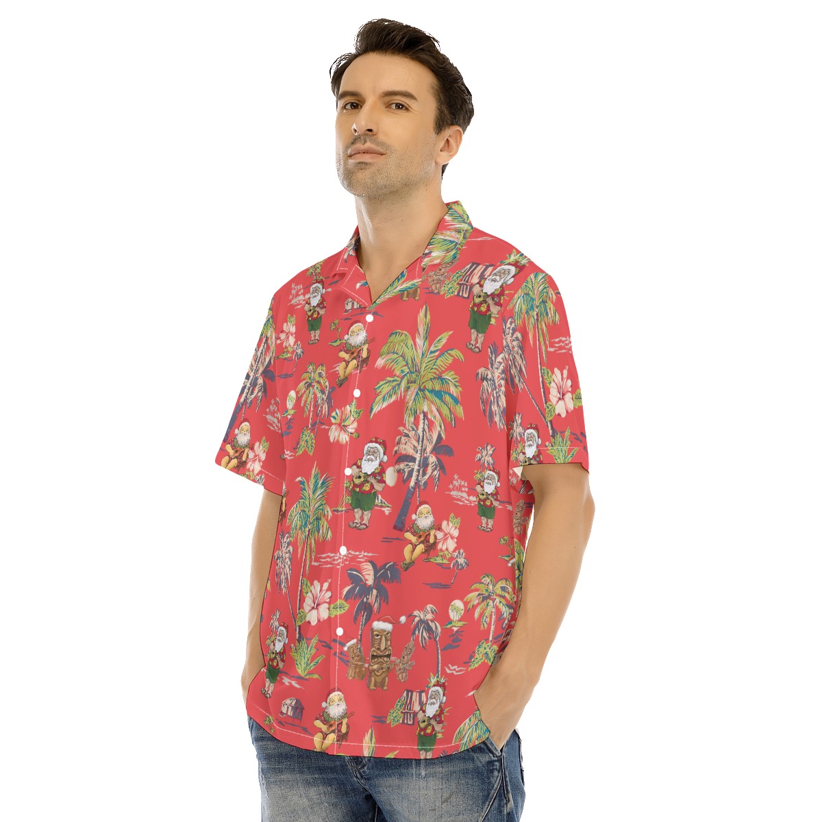 Men's Mele Kalikimaka Musical Santa Hawaiian Shirt