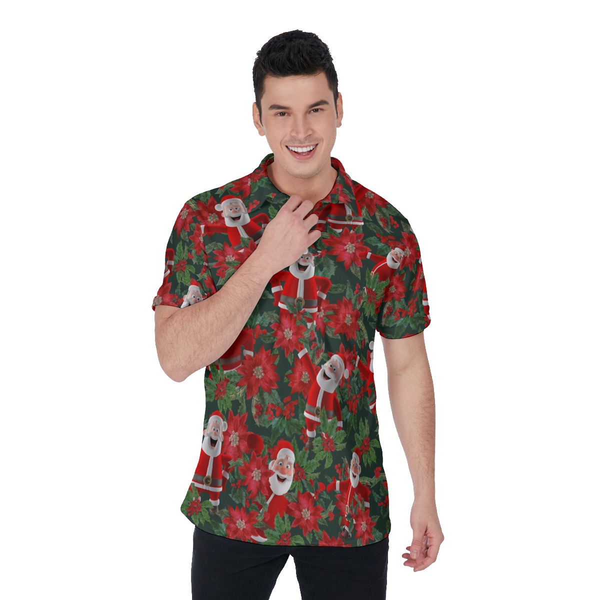 Men's Cool Santa Christmas Polo Hawaiian Shirt - variant image 1