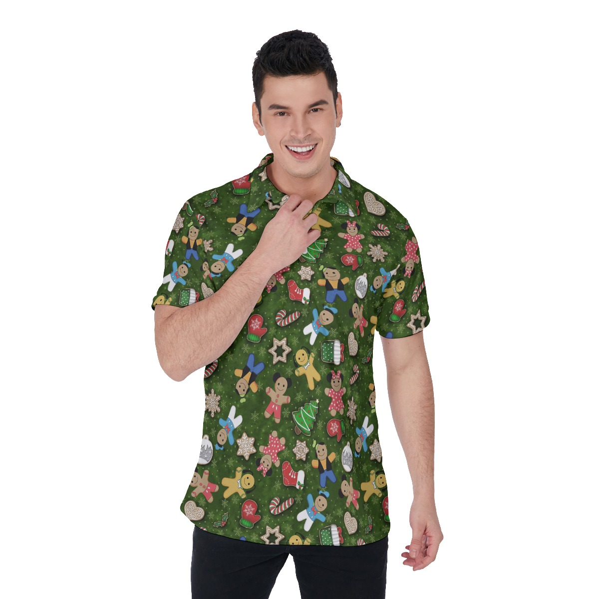 Cute Gingerbread Christmas Hawaiian Shirt For Men - variant image 1