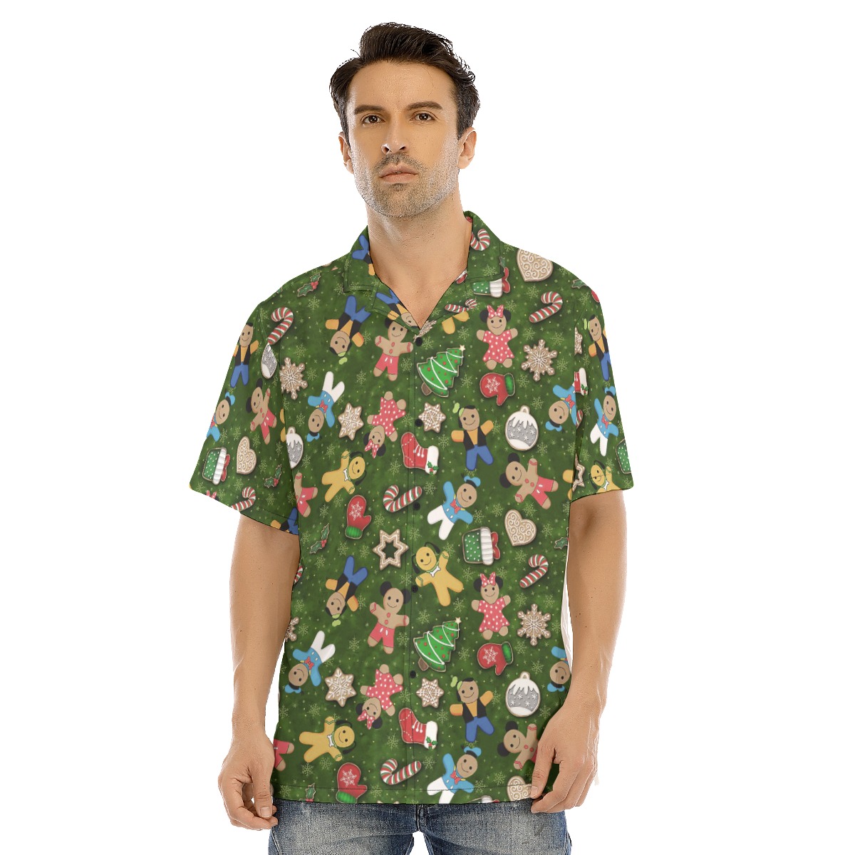 Men's Colorful Gingerbread Christmas Hawaiian Shirt - variant image 1