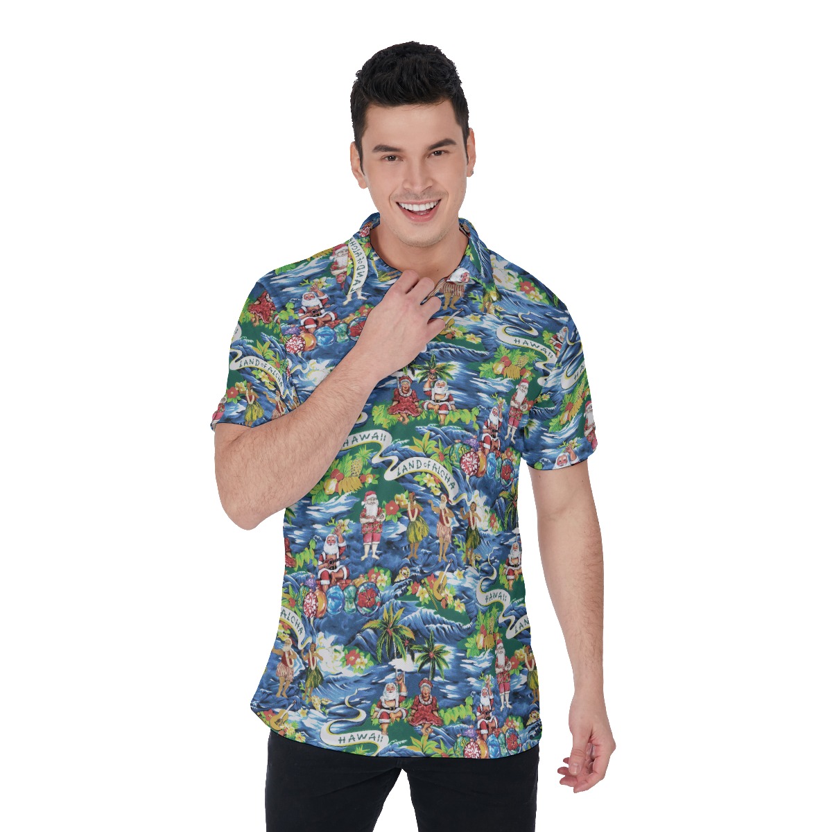 Men's Tropical Christmas Island Polo Hawaiian Shirt - variant image 1