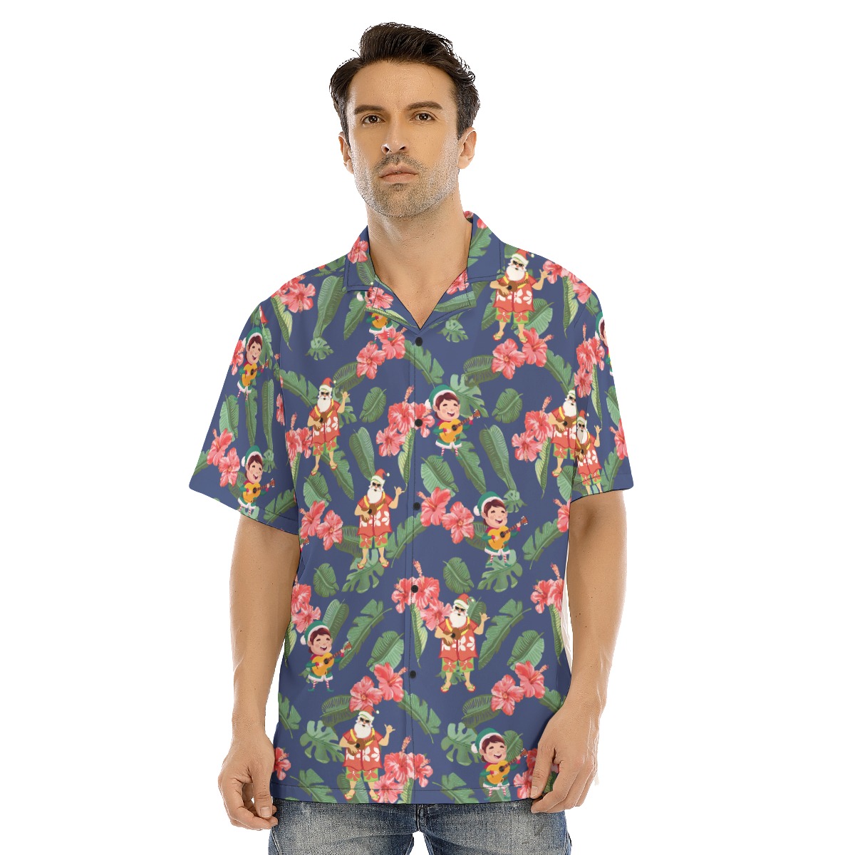 Men's Tropical Musical Santa Claus Hawaiian Shirt - variant image 1
