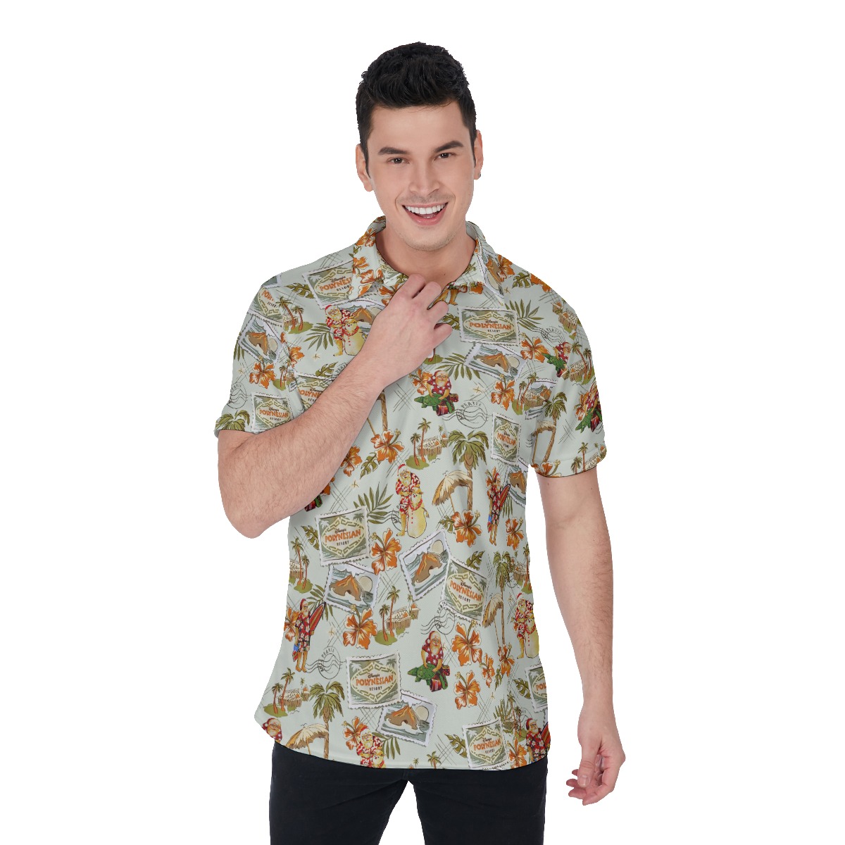 Men's Christmas Travel Postcard Polo Hawaiian Shirt - variant image 1
