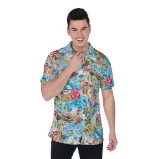 Surfing Santa Claus Hawaiian Shirt For Men