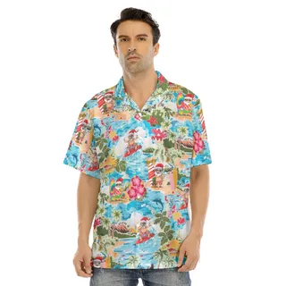 Men's Surfing Santa Hawaiian Shirt