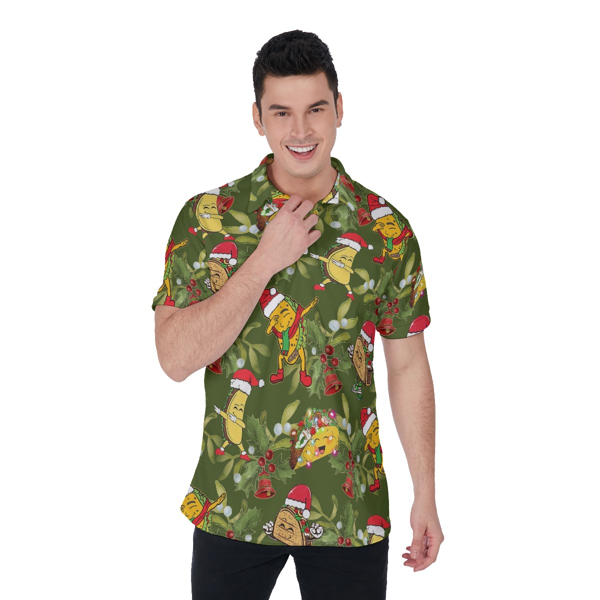 Men's Cute Christmas Taco Polo Hawaiian Shirt - variant image 1