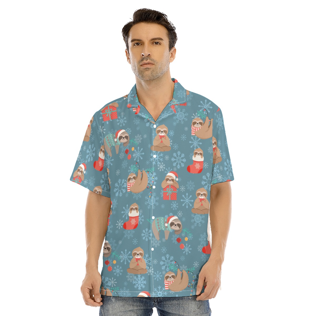 Men's Cute Christmas Sloth Hawaiian Shirt - variant image 1