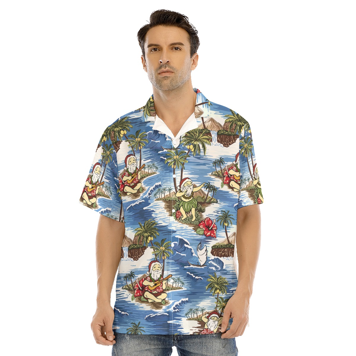 Tropical Santa On The Island Hawaiian Shirt For Men - variant image 1