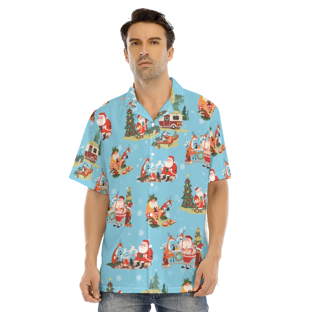 Men's Camping Santa Christmas Hawaiian Shirt - variant image 1
