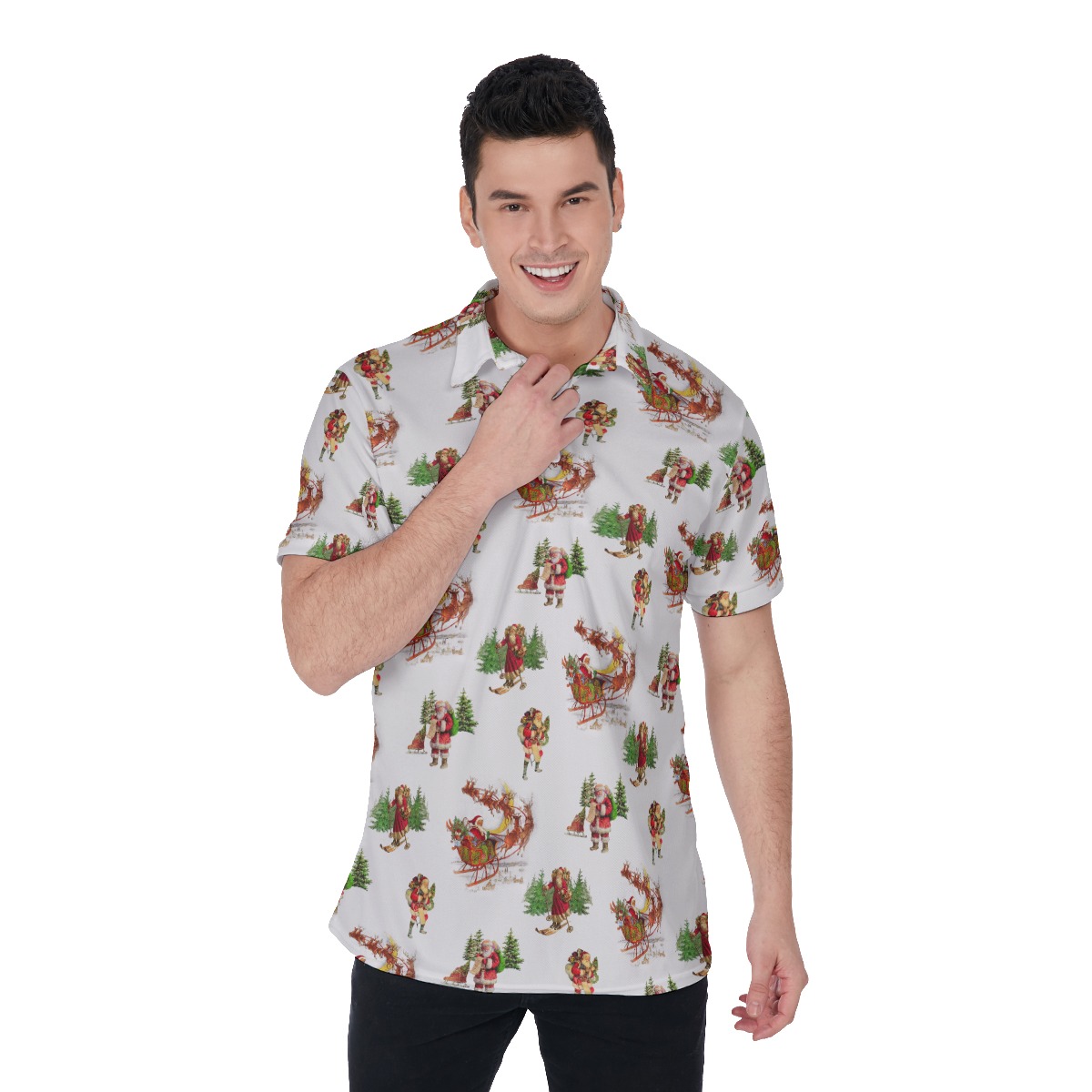 Men's Santa Claus Merry Christmas Polo Hawaiian Shirt - variant image 1