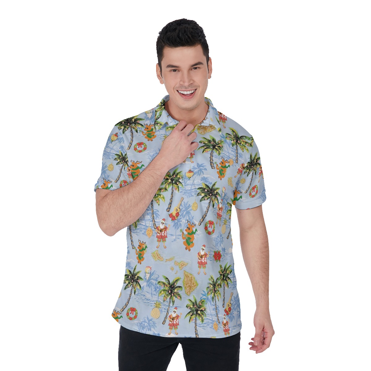 Merry Summer Christmas Polo Hawaiian Shirt For Men - variant image 1