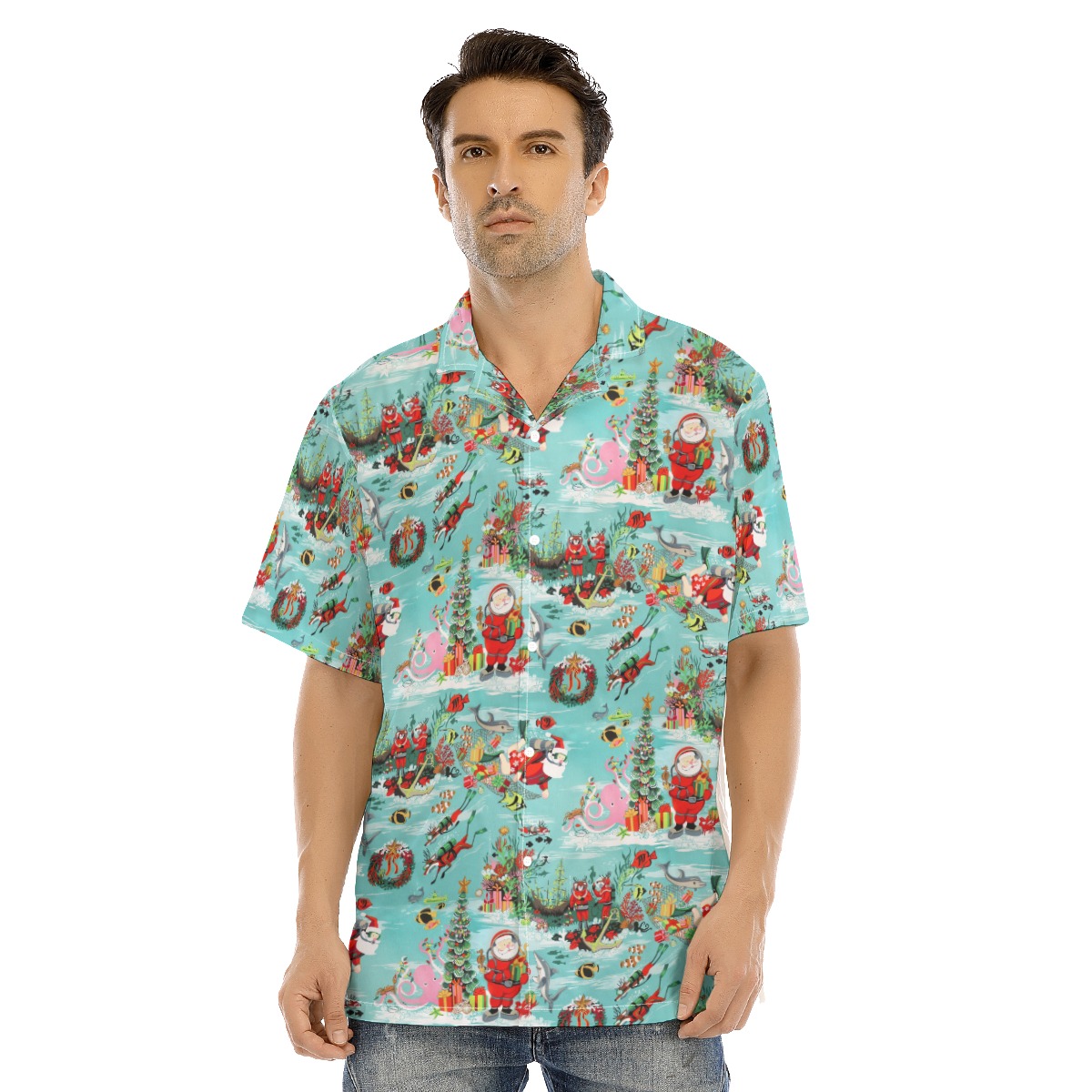Men's Diving Santa Cool Christmas Hawaiian Shirt - variant image 1