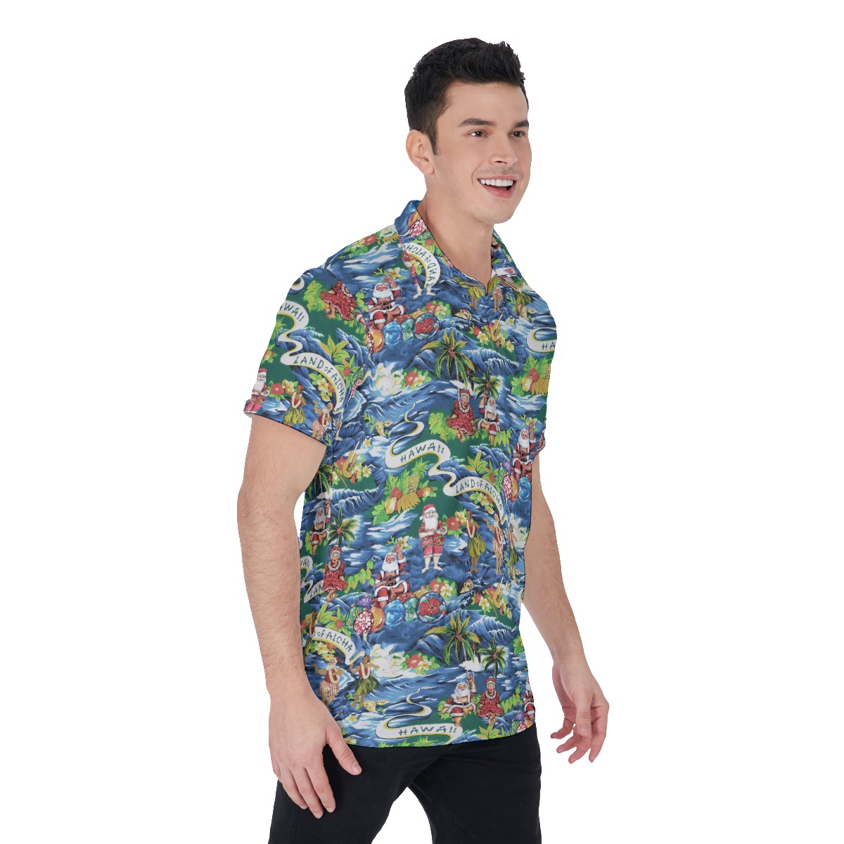 Men's Tropical Christmas Island Polo Hawaiian Shirt
