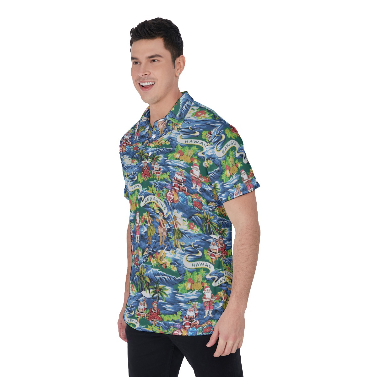 Men's Tropical Christmas Island Polo Hawaiian Shirt