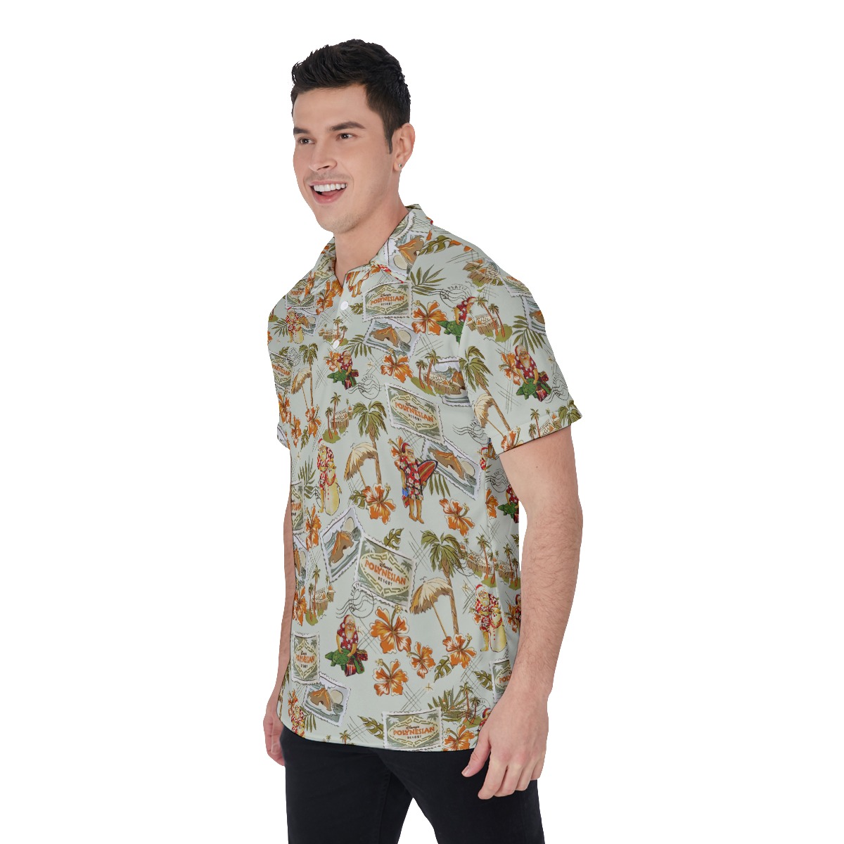 Men's Christmas Travel Postcard Polo Hawaiian Shirt