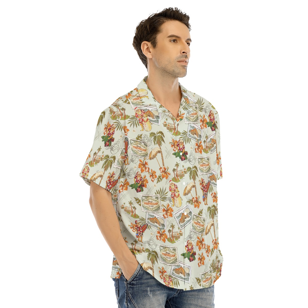 Men's Travel Postcard Tropical Christmas Hawaiian Shirt