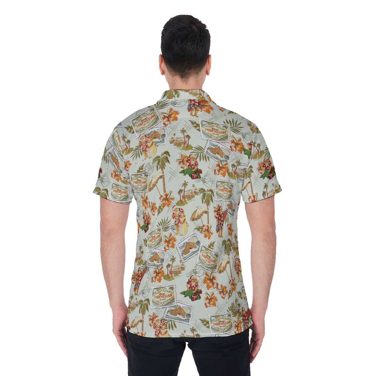 Men's Christmas Travel Postcard Polo Hawaiian Shirt