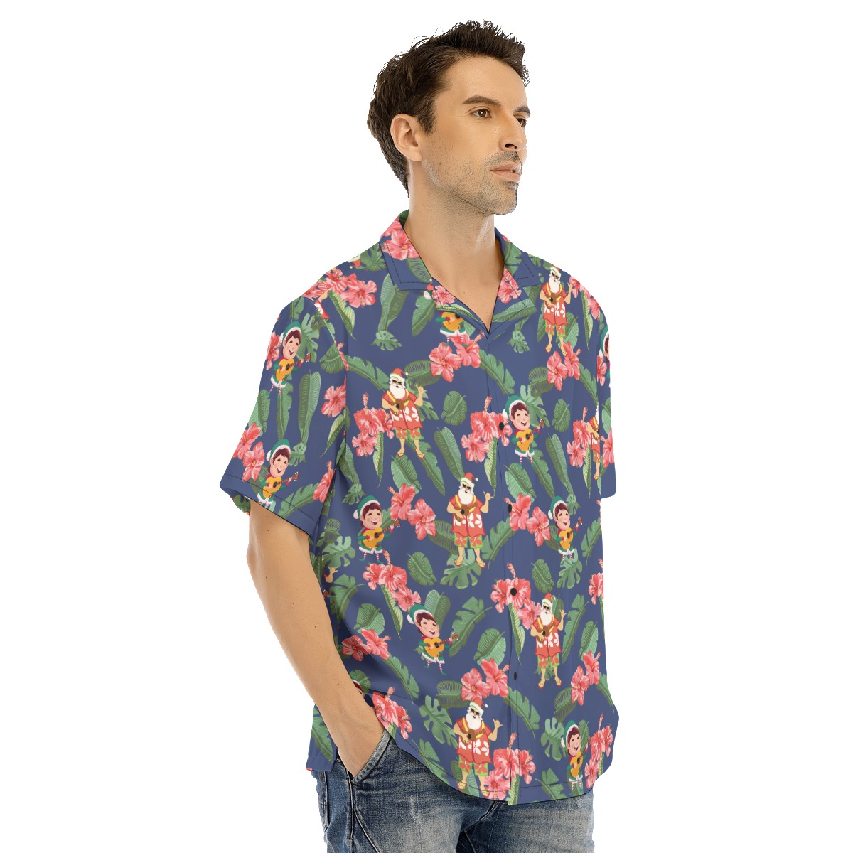 Men's Tropical Musical Santa Claus Hawaiian Shirt