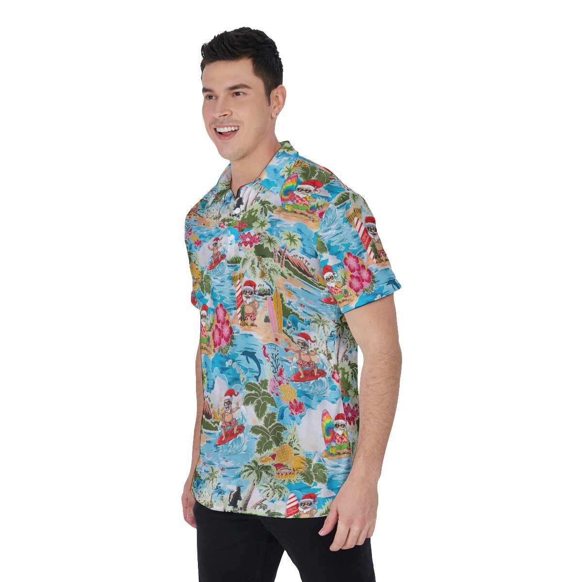 Surfing Santa Claus Hawaiian Shirt For Men